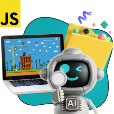 Язык программирования JavaScript + AI. Проектное обучение + геймификация + AI-помощники - КИБЕРшкола программирования для детей, компьютерные курсы для школьников, начинающих и подростков - KIBERone г. Таганрог